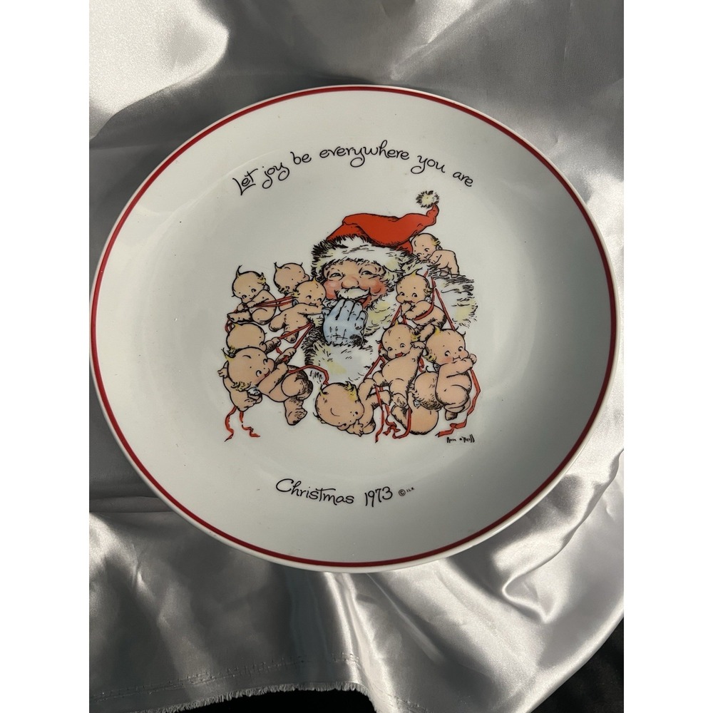 Vintage 1973 KEWPIE Babies Christmas Santa Plate COMMEMORATIVE EDITION E